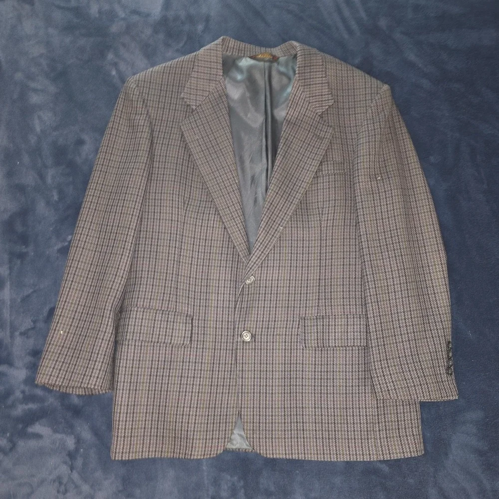 Nordstrom Blazer Mens 46R Houndstooth 100% Wool Sport Coat Jacket **Moth Holes**
